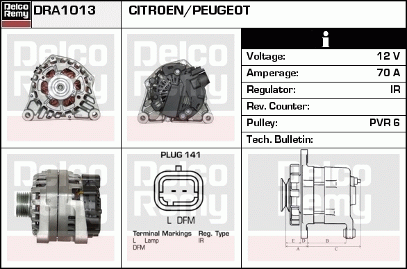 DELCO REMY DRA1013 Alternator