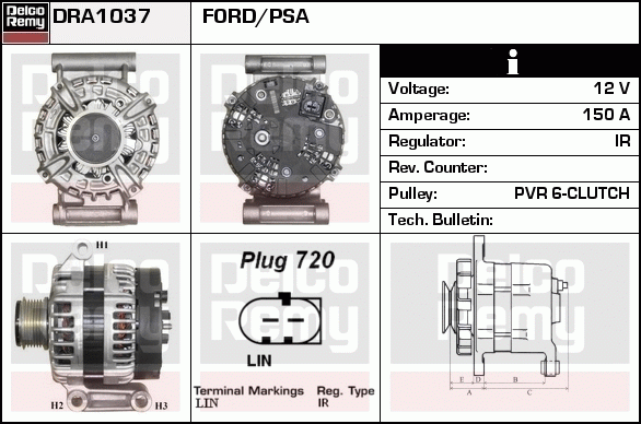 DELCO REMY DRA1037 Alternator