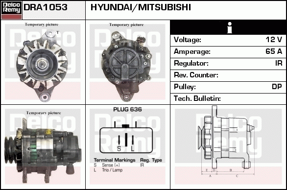 DELCO REMY DRA1053 Alternator