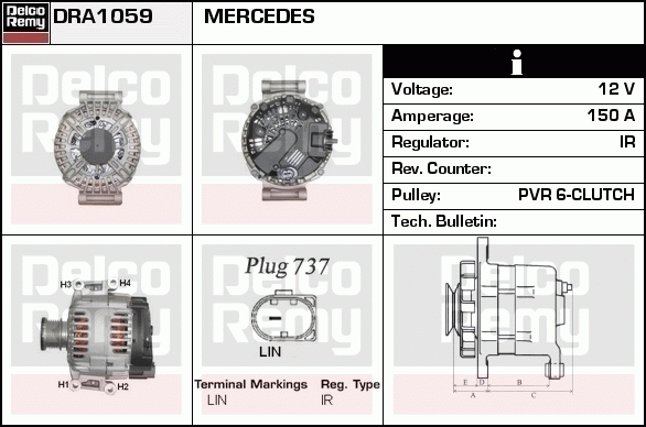 DELCO REMY DRA1059 Alternator