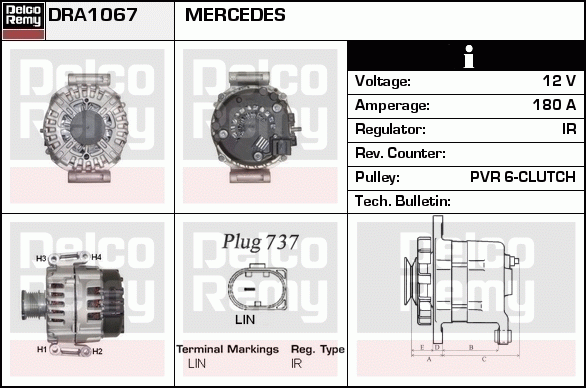 DELCO REMY DRA1067 Alternator