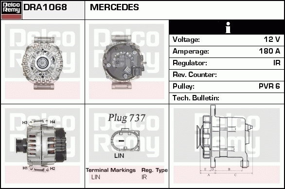 DELCO REMY DRA1068 Alternator