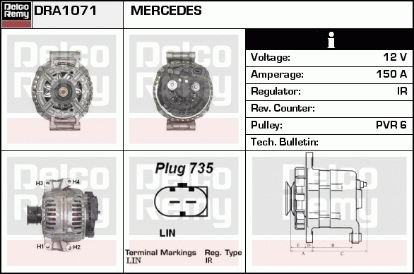 DELCO REMY DRA1071 Alternator