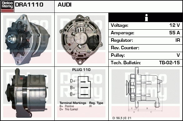 DELCO REMY DRA1110 Alternator