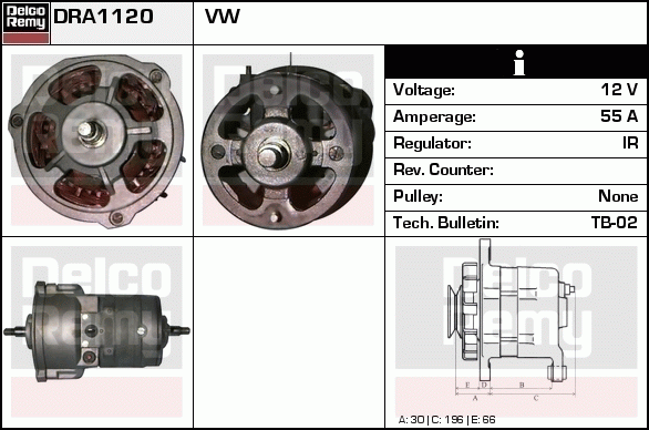 DELCO REMY DRA1120 Alternator