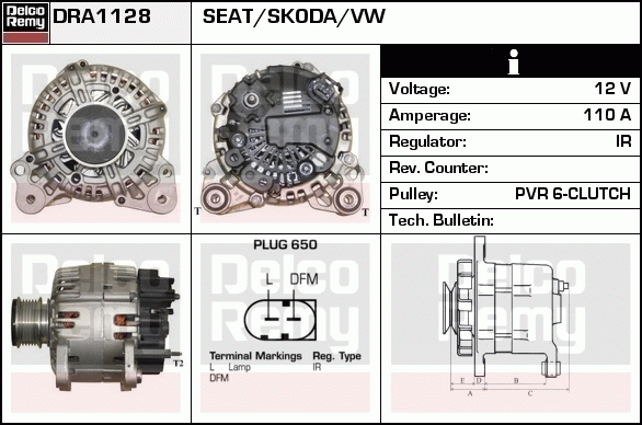 DELCO REMY DRA1128 Alternator