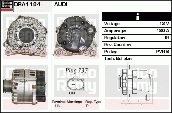 DELCO REMY DRA1184 Alternator