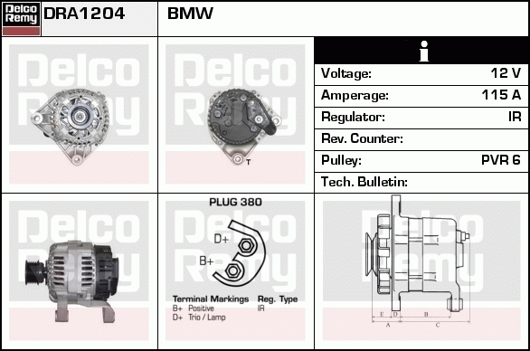 DELCO REMY DRA1204 Alternator