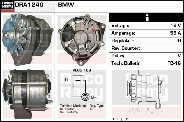 DELCO REMY DRA1240 Alternator