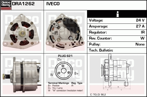 DELCO REMY DRA1262 Alternator