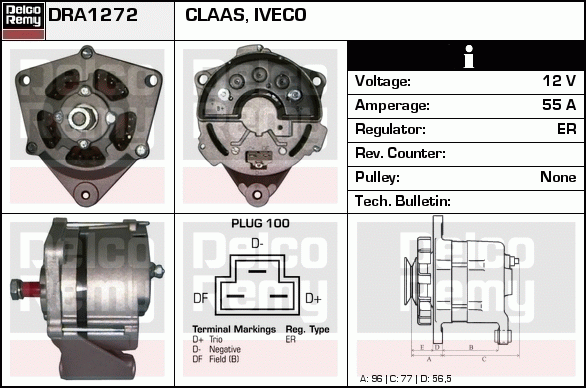 DELCO REMY DRA1272 Alternator