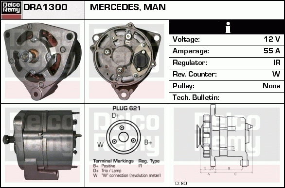 DELCO REMY DRA1300 Alternator