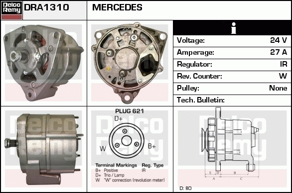 DELCO REMY DRA1310 Alternator