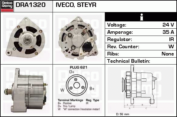 DELCO REMY DRA1320 Alternator