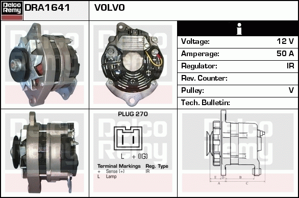 DELCO REMY DRA1641 Alternator