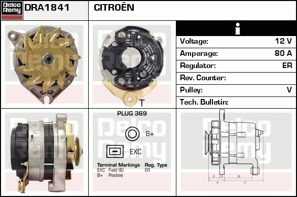 DELCO REMY DRA1841 Alternator