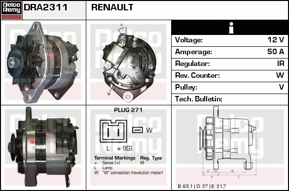 DELCO REMY DRA2311 Alternator