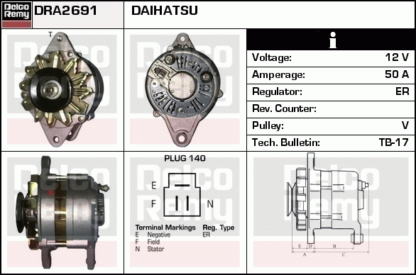 DELCO REMY DRA2691 Alternator