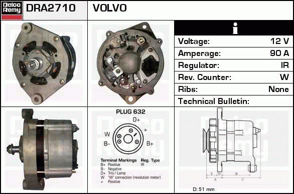 DELCO REMY DRA2710 Alternator