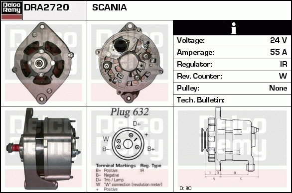 DELCO REMY DRA2720 Alternator