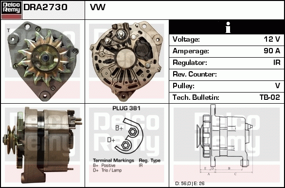 DELCO REMY DRA2730 Alternator