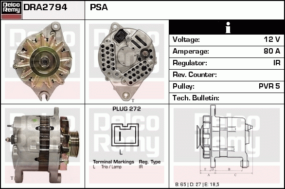 DELCO REMY DRA2794 Alternator