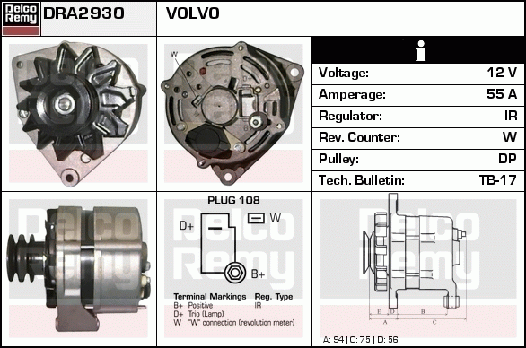 DELCO REMY DRA2930 Alternator