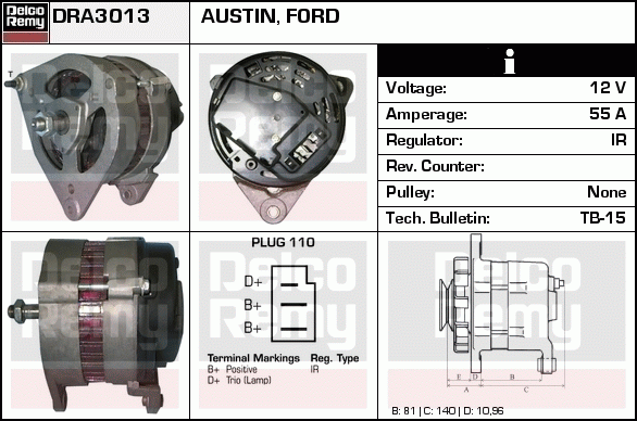 DELCO REMY DRA3013 Alternator