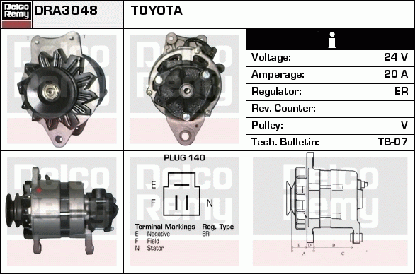 DELCO REMY DRA3048 Alternator