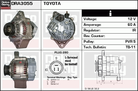 DELCO REMY DRA3055 Alternator