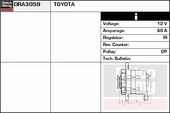 DELCO REMY DRA3059 Alternator