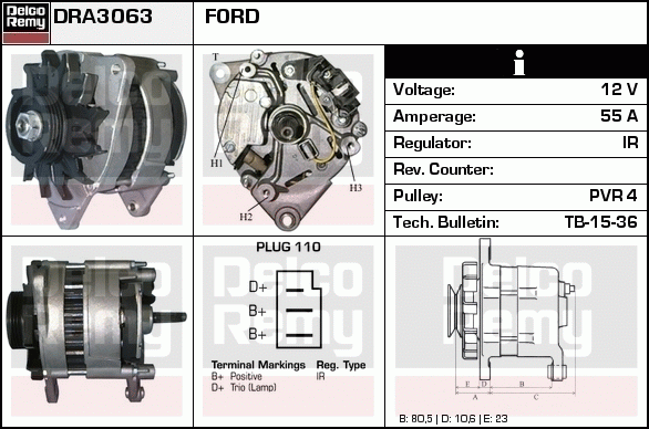 DELCO REMY DRA3063 Alternator