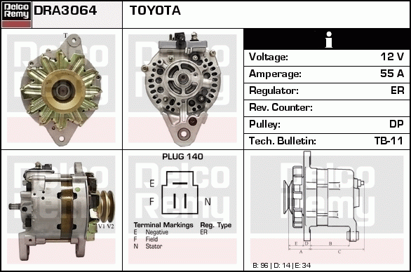 DELCO REMY DRA3064 Alternator