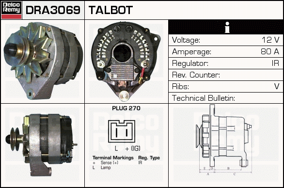 DELCO REMY DRA3069 Alternator