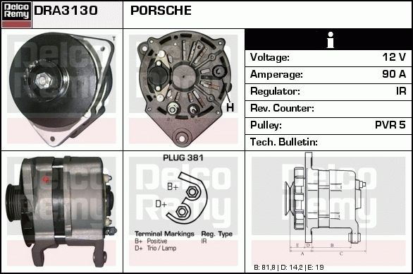 DELCO REMY DRA3130 Alternator