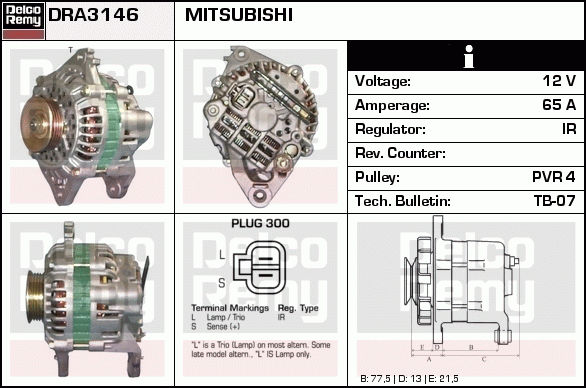 DELCO REMY DRA3146 Alternator