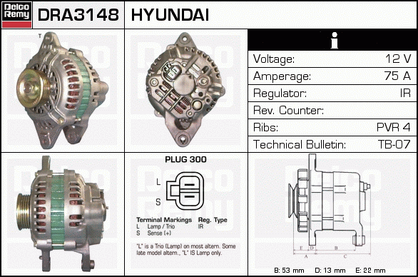 DELCO REMY DRA3148 Alternator