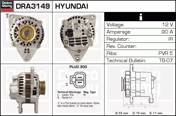 DELCO REMY DRA3149 Alternator