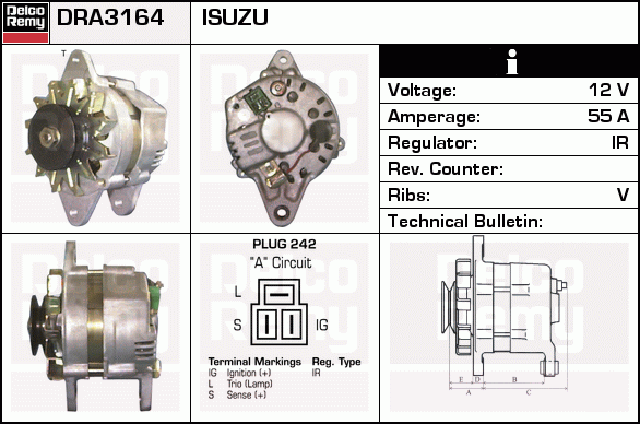 DELCO REMY DRA3164 Alternator