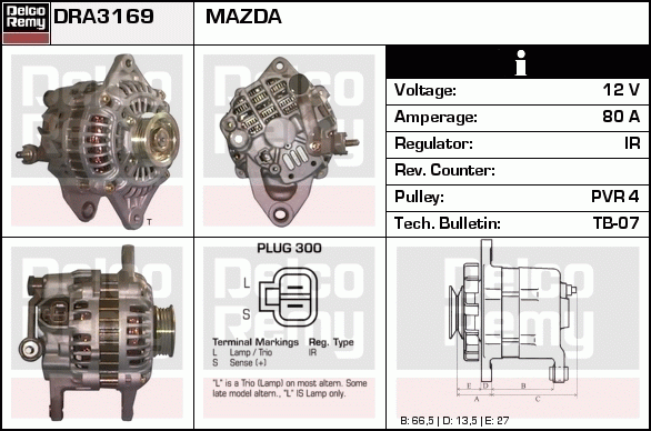 DELCO REMY DRA3169 Alternator