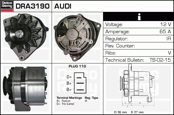 DELCO REMY DRA3190 Alternator