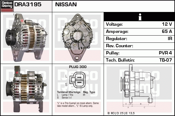 DELCO REMY DRA3195 Alternator