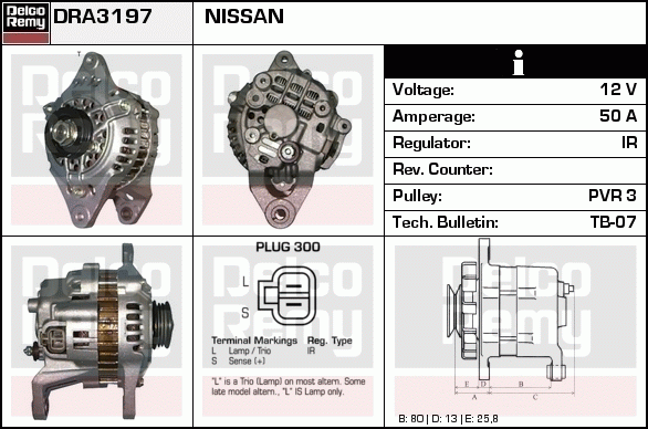 DELCO REMY DRA3197 Alternator