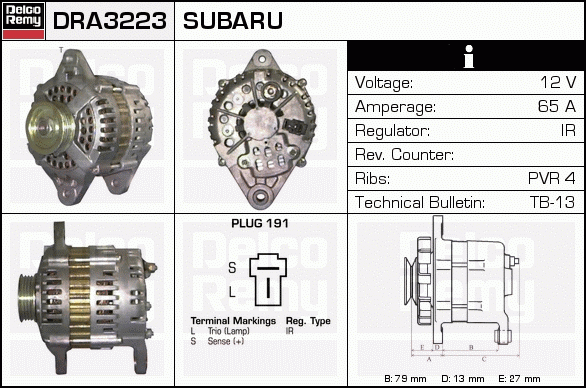 DELCO REMY DRA3223 Alternator