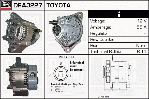 DELCO REMY DRA3227 Alternator