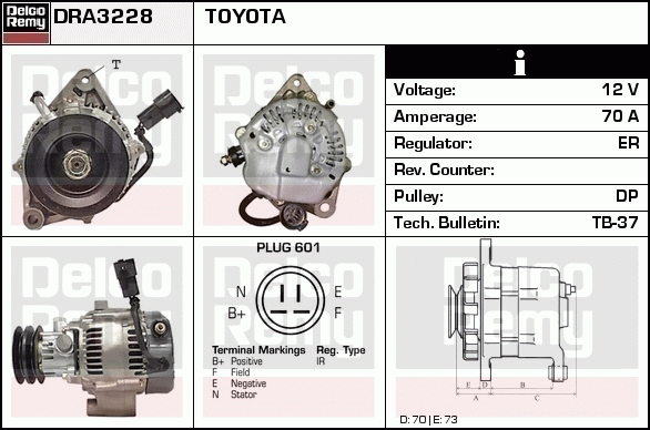 DELCO REMY DRA3228 Alternator