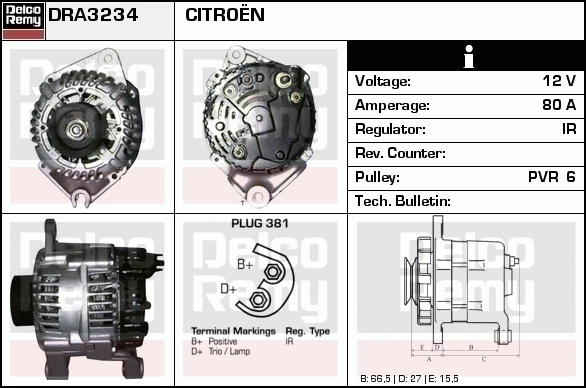 DELCO REMY DRA3234 Alternator