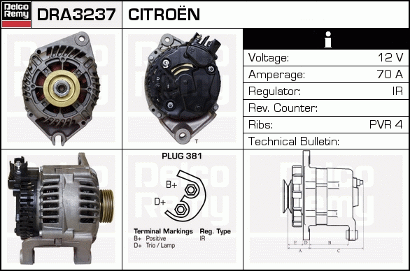 DELCO REMY DRA3237 Alternator