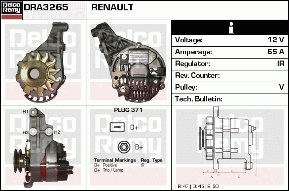 DELCO REMY DRA3265 Alternator