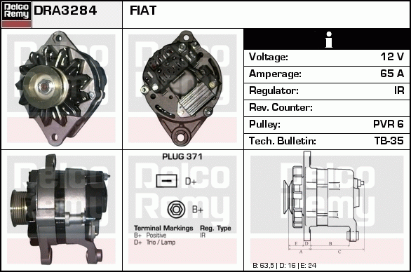 DELCO REMY DRA3284 Alternator